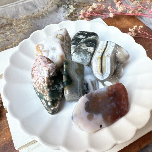 Set of 6 Ocean Jasper Tumbles - Picture 3 of 10